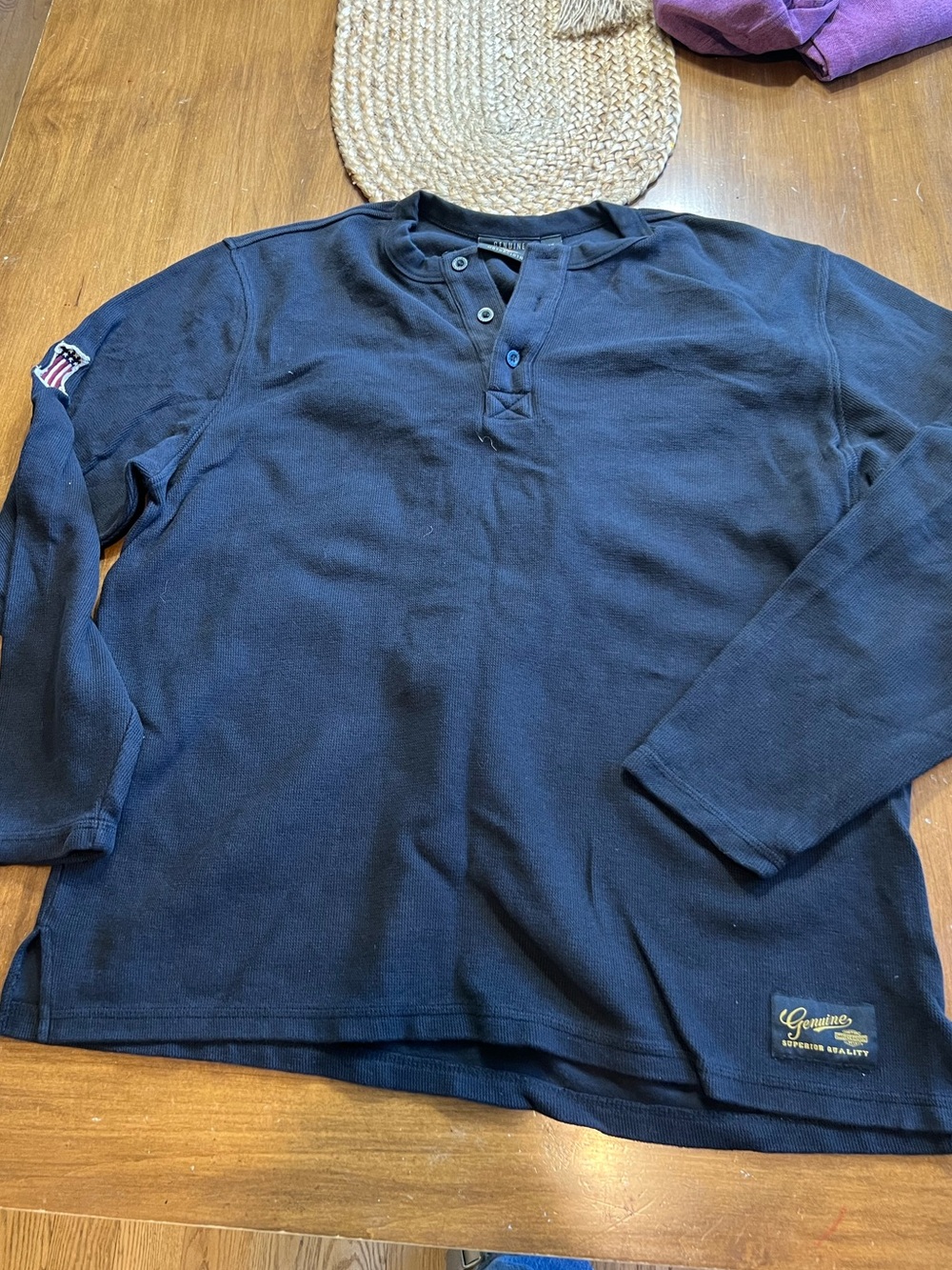 Harley-Davidson Black Henley with Genuine Logo Patch
